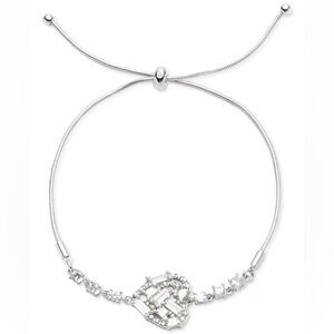- NWT Givenchy silver toned cubic zirconia heart slider bracelet 💍💎👑